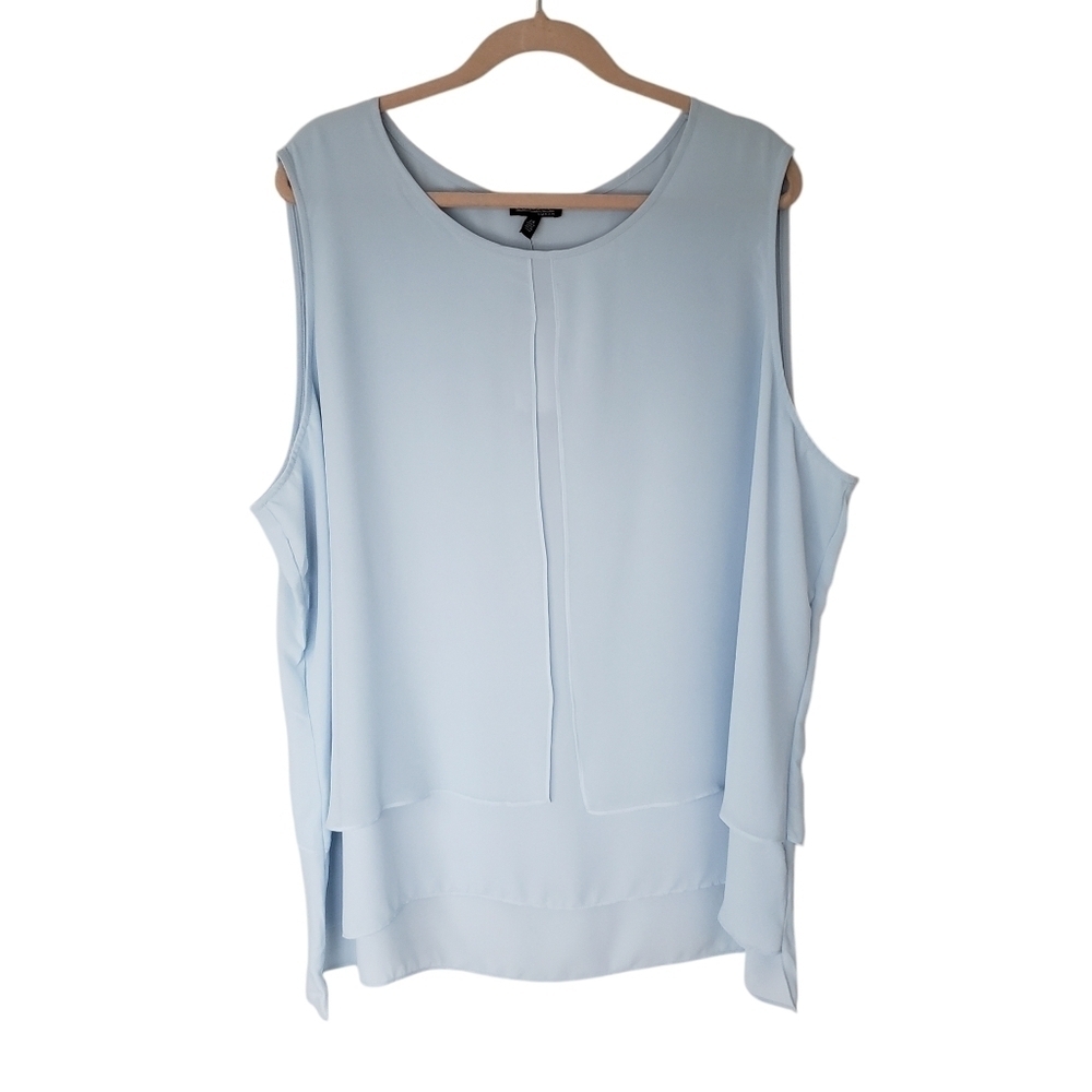 NWT Conrad C Pale Blue Chiffon Sleeveless Layered Blouse Plus Size 24